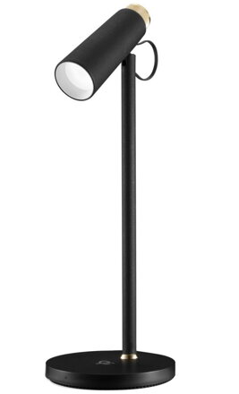 IMMAX LED stolní lampička TIT/ Qi nabíjení/ 12W/ DC12V/1A/ 100-240 VAC/ 150lm/ černá se zlatými prvky
