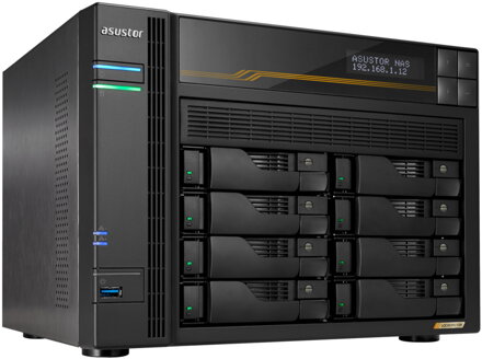 Asustor Lockerstor 8 Gen3 AS6808T   8x 2,5"/3,5" SATA III/ 16GB RAM/ Dual 10GbE Ports/ Dual 5GbE Ports/ 4x M.2 SSD
