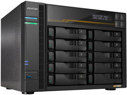Asustor Lockerstor 10 Gen3 AS6810T   10x 2,5"/3,5" SATA III/ 16GB RAM/ Dual 10GbE Ports/ Dual 5GbE Ports/ 4x M.2 SSD