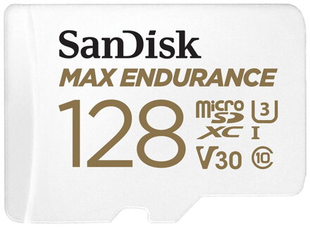 SanDisk MAX ENDURANCE microSDXC 128GB / C10, U3, V30 / 60,000 Hours / + SD Adaptér