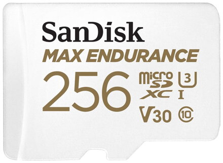 SanDisk MAX ENDURANCE microSDXC 256GB / C10, U3, V30 / 120,000 Hours / + SD Adaptér