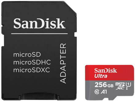 SanDisk Ultra microSDXC 256GB / A1 Class 10 UHS-I / up to 150MB/s / + SD adaptér