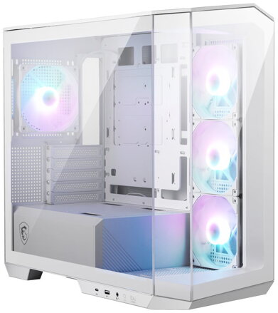 POUŽITÉ - MSI skříň MAG PANO M100R PZ White/ bez zdroje/ levé a přední sklo/ 4x 120 mm A-RGB fan/ 1x USB-C/ 1x USB3.2/ ...