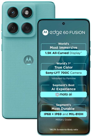 Motorola EDGE 60 Fusion - PANTONE Amazonite   6,67"/ single SIM + eSIM/ 12GB/ 256GB/ 5G/ Android 15