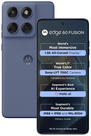 Motorola EDGE 60 Fusion - PANTONE Slipstream   6,67"/ single SIM + eSIM/ 12GB/ 256GB/ 5G/ Android 15