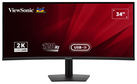 ViewSonic VA3420C '34" 21:9, 3440 x 1440, SuperClear® VA zakřivený monitor, 120Hz, 2 HDMI, DP, USB, USB-C 96W, speakers,