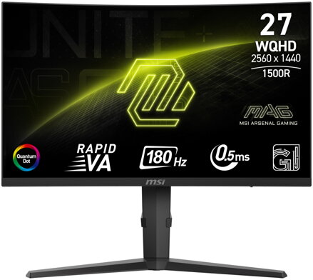 MSI Gaming MAG 275CQRF QD E2/ 27" zakřivený/ 2560 x 1440/ VA/ 0,5ms/ 180Hz/ 300cd/m2/ 5000:1/ HDMI/ DP/ VESA/ černý