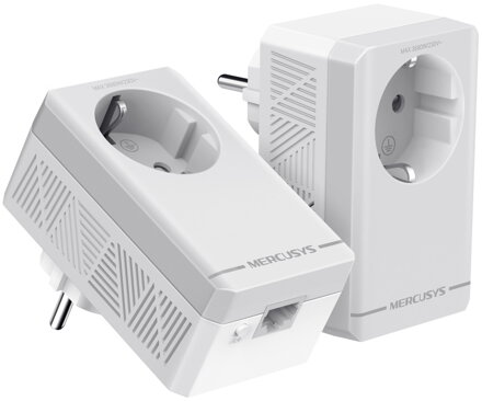 Mercusys MP300P KIT AV600 Powerline Starter KIT, 1x LAN, průchozí zásuvka, 2ks v balení