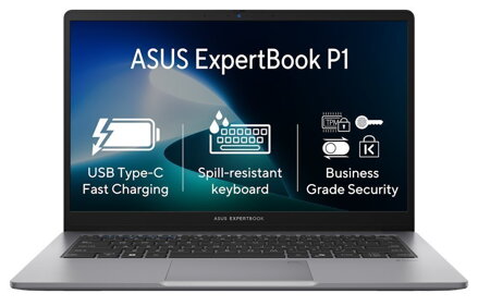 ASUS ExpertBook P1/ Core 5 210H/ 8GB DDR5/ 512GB SSD/ Intel® Graphics/ 15,6"FHD,matný/ W11P/ šedý