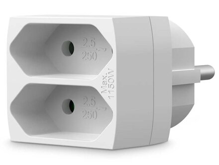 NEDIS síťový rozbočovač/ 2x zásuvka typu C (euro)/ 250 V AC 50/60 Hz/ 2,5 A/ 1100 W/ bílý