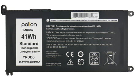 TRX Baterie Polion YRDD6 pro notebooky DELL Vostro 3400 5488 5585 Inspiron 5490 - 3600mAh 41Wh/ neoriginální