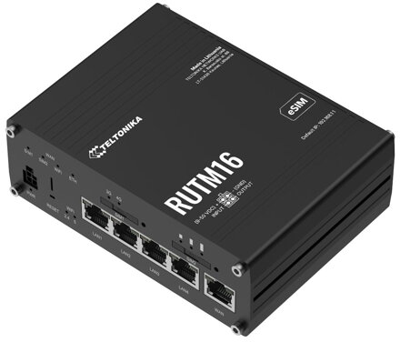 Teltonika RUTM16 průmyslový router   4x LAN, 1x WAN, LTE Telit global, Dual SIM + eSIM, WiFi 5
