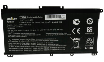 TRX Baterie Polion TF03XL/ 3400mAh/ 39Wh/ pro HP Pavilion 14-BF 15-CC 17-AR/ neoriginální