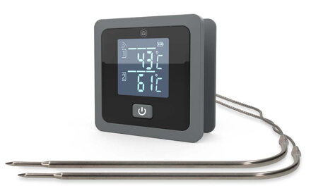 NEDIS chytrý bedrátový teploměr na maso/ Bluetooth/ 2 sondy/ 0 - 300 °C/ 2x AAA/LR03/ Android/ iOS/ černo-šedý