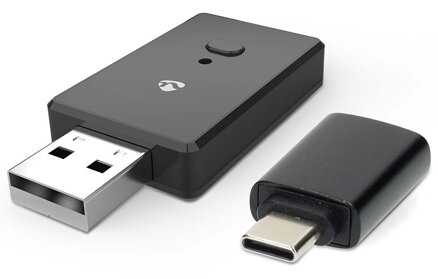 NEDIS bezdrátový audio adaptér do auta 2v1/ Android auto/ Apple Carplay/ AAC/ SBC/ Bluetooth/ USB-C/ černý