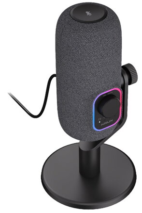 Krux mikrofon Empy / stolní mikrofon / RGB / 4 směrové charakteristiky / 3,5mm jack / USB-C / ARGB / černý
