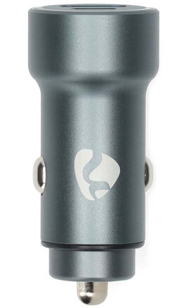 NEDIS nabíječka do auta/ 48 W/ dva výstupy/ 12 - 24 V DC/ 3.0 A/ USB-A/ USB-C/ automatická volba napětí/ šedá