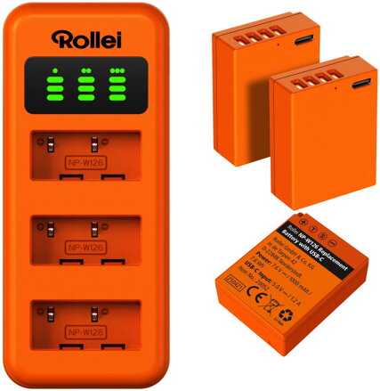 Rollei nabíjecí set NP-W126/ 3ks baterie a nabíječka