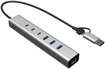 i-tec USB-C/USB-A Metal HUB 6 port (3x USB-C, 3x USB-A), LAN, Power Delivery 85W