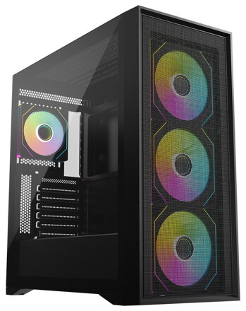 Krux skříň Vox / ATX / 3x140mm a 1x120 mm ARGB fan / USB 2.0 / USB 3.0 / USB-C / tvrzené sklo /  černá