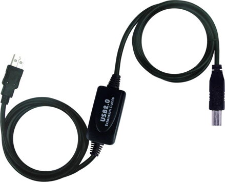 PremiumCord USB 2.0 repeater a propojovací kabel (A/M-B/M)/ 10m/ černý