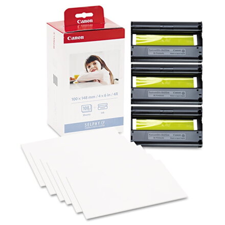 CANON KP-108IN/ papír do termosublimační tiskárny řady Selphy/ 108 kusů 10x15/ Včetně inkoustu/