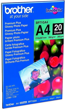 BROTHER fotopapír BP71GA4/ A4/ Premium Glossy/ 260g/ 20 listů