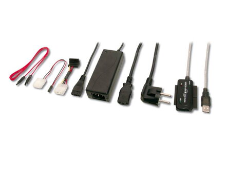 PremiumCord Konvertor USB 2.0 - IDE + SATA adapter s kabelem a přídavným zdrojem
