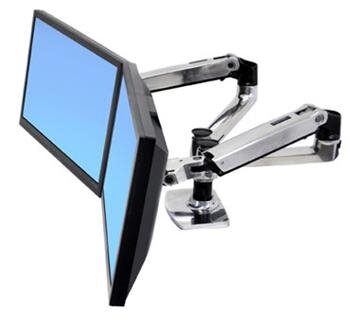 ERGOTRONLX SIDE BY SIDE DUAL ARM, Polished Aluminum, stojan stolní pro 2LCD max 24"