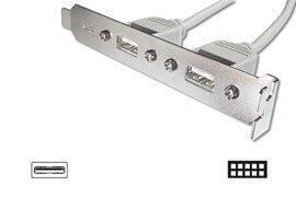 Digitus záslepka slotu s 2 USB porty + kabel 2x5pin 0,25m
