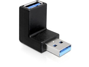 DeLock adaptér USB 3.0 samec - USB 3.0 samice pod úhelem 90° vertikálně