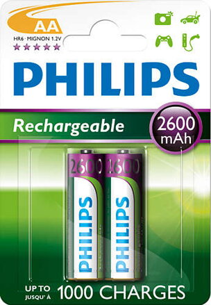 Philips dobíjecí baterie AA 2600mAh, NiMH - 2ks