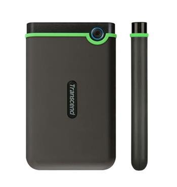 TRANSCEND 2TB StoreJet 25M3S SLIM, 2.5”, USB 3.0 (3.1 Gen 1) Externí Anti-Shock disk, tenký profil, šedo/zelený