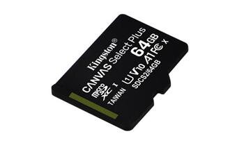 KINGSTON 64GB microSDHC CANVAS Plus Memory Card 100MB read - UHS-I class 10 Gen 3  - bez adaptéru