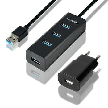 AXAGON HUE-S2BP, 4x USB3.0 CHARGING hub 1.2m kabel, vč. AC adapteru