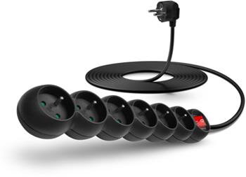 CONNECT IT prodlužovací kabel 230 V, 6 zásuvek, 5 m, s vypínačem (černý)