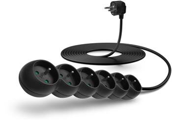 CONNECT IT prodlužovací kabel 230 V, 6 zásuvek, 3 m, bez vypínače (černý)