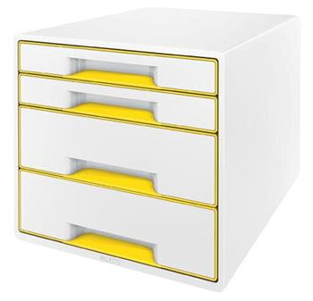 LEITZ Zásuvkový box  WOW CUBE, 4 zásuvky, bílá/žlutá