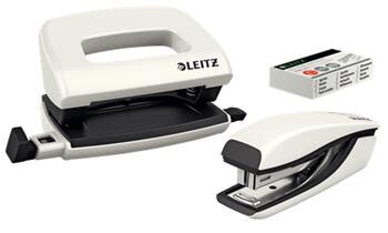 LEITZ Set mini sešívačky a děrovačky  WOW, perleťová bílá