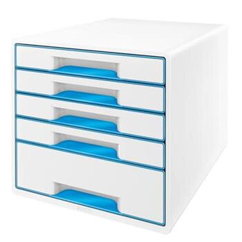 LEITZ Zásuvkový box  WOW CUBE, 5 zásuvek, bílá/světle modrá