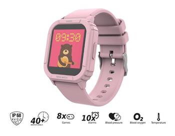 iGET KID F10 Pink - Dětské hodinky s hrami/1,4" displej/240x240px/128 kb RAM + 128 MB ROM/160 mAh/BT 5.0/IP68/růžová