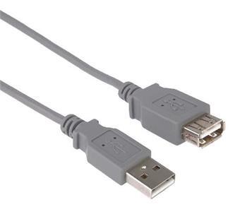 PremiumCord USB 2.0 kabel prodlužovací, A-A, 1m, šedá