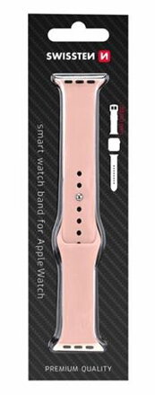 SWISSTEN REMÍNEK PRO APPLE WATCH SILIKONOVÝ 38-40 mm PÍSKOVE RUŽOVÝ