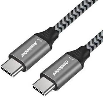 PremiumCord Kabel USB 3.2 Gen 1 USB-C male - USB-C male, bavlněný oplet, 1m