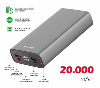 SWISSTEN ALUMINUM POWER BANK 20000 mAh