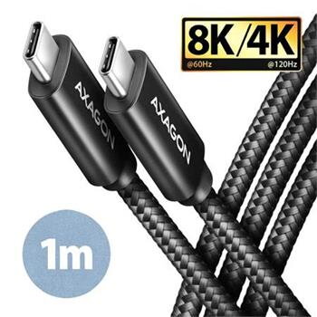 AXAGON BUCM432-CM10AB, NewGEN+ kabel USB-C   USB-C, 1m, USB4 Gen 3×2, PD 100W 5A, 8K HD, ALU, oplet, černý