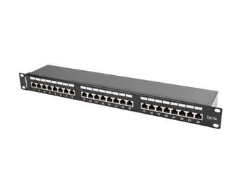 LANBERG PATCH PANEL 24 PORT 1U 19” CAT.5E SHIELDED BLACK