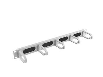 LANBERG 19" CABLE MANAGEMENT BRUSH PANEL 5 RINGS- TYPE B 1U GREY