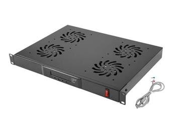 LANBERG 19" FAN UNIT / VENTILATION PANEL WITH LCD 4 FANS + THERMOSTAT 230V BLACK