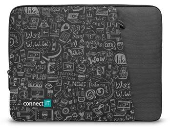 CONNECT IT Doodle pouzdro pro notebook 15.6", ČERNÉ
